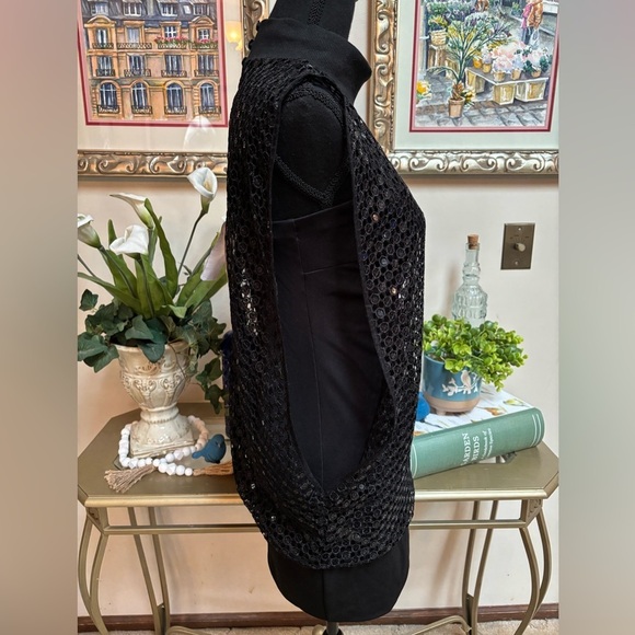 E•PSE BLACK LACE SHEER OVERLAY RHINESTONE PARTY SPARKLE MINI DRESS🔥SIZE M NWT - Picture 4 of 12